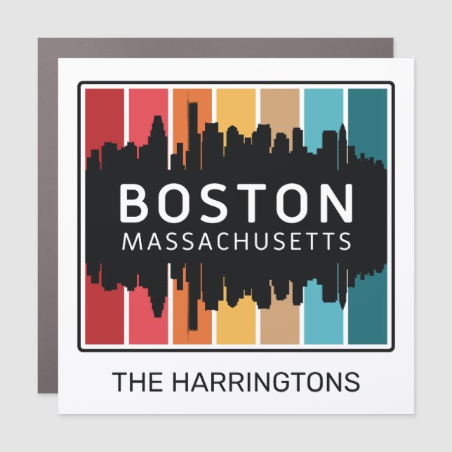 Custom Name Boston Massachusetts Car Magnet (Front)
