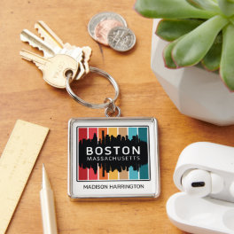 Custom Name Boston Massachusetts Keychain