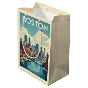 Custom Name Boston Massachusetts Medium Gift Bag