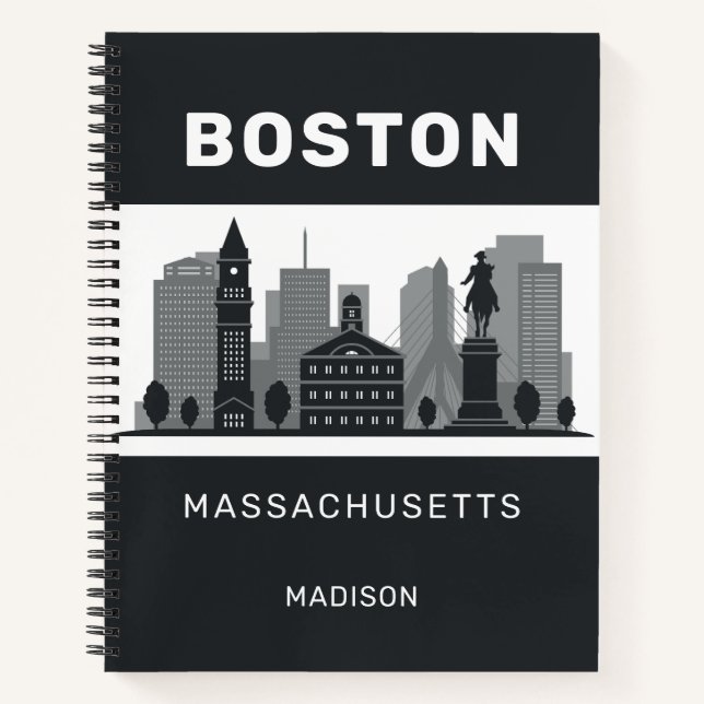 Custom Name Boston Massachusetts Notebook (Front)