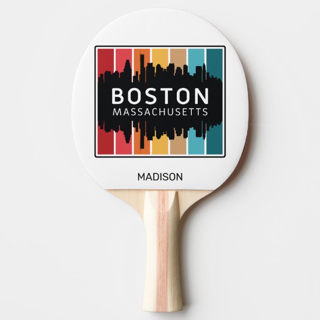 Custom Name Boston Massachusetts Ping Pong Paddle (Front)