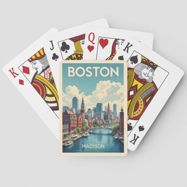 Custom Name Boston Massachusetts Poker Cards (Back)