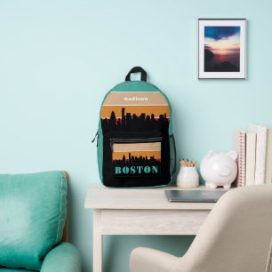 Custom Name Boston Massachusetts Printed Backpack