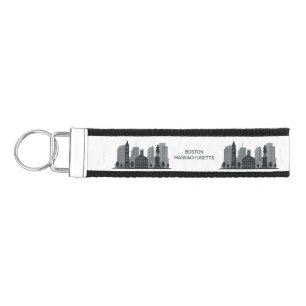 Custom Name Boston Massachusetts Wrist Keychain