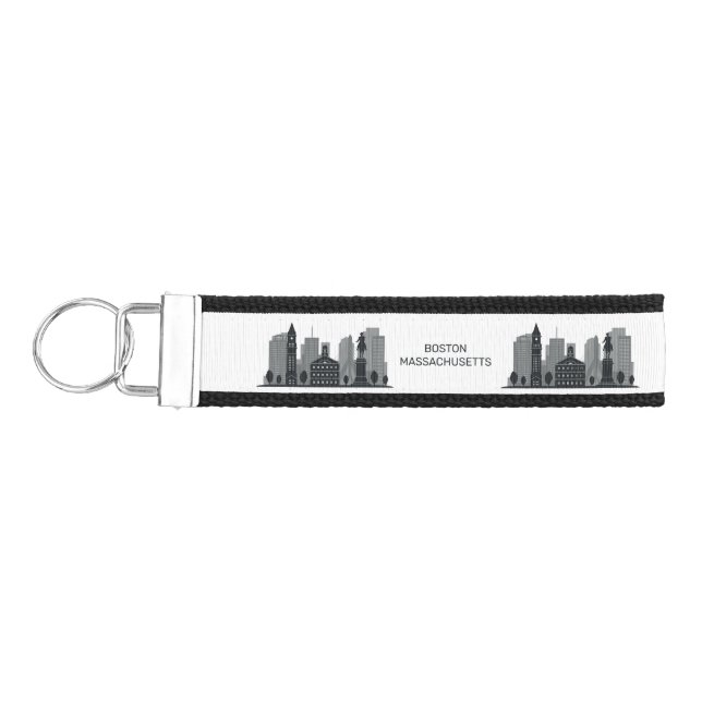 Custom Name Boston Massachusetts Wrist Keychain (Keys on Left)