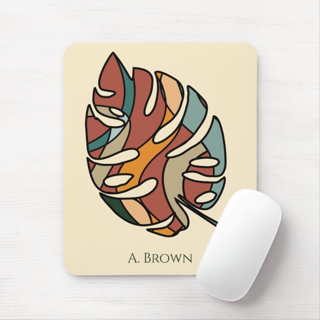 Custom Name Botanical Leaf Serene Savanna  Mouse Pad (With Mouse)