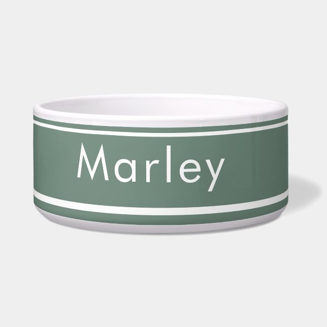 Custom Name Bowl for Dogs - Sage Green (Front)