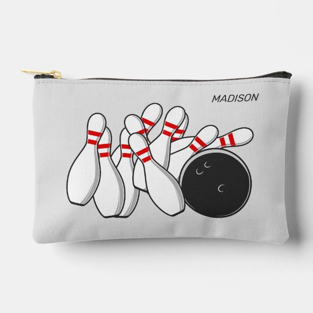 Custom Name Bowling Strike Accessory Pouch (Front)