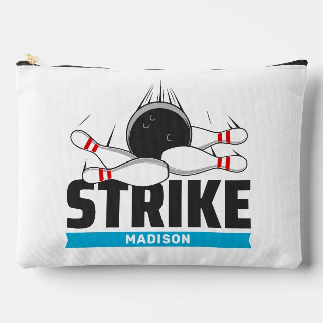Custom Name Bowling Strike Accessory Pouch (Front)