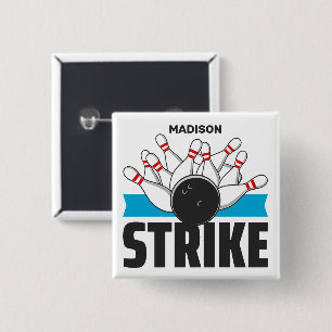 Custom Name Bowling Strike Button