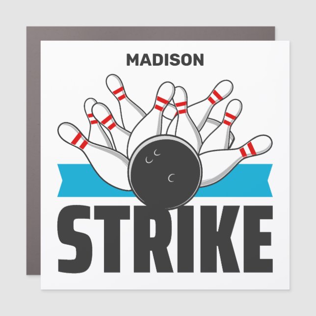 Custom Name Bowling Strike Car Magnet (Front)
