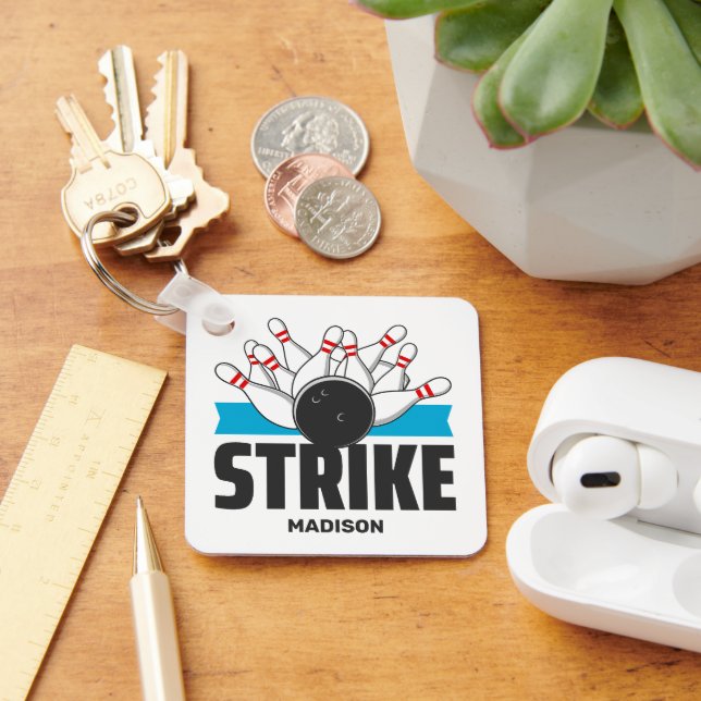 Custom Name Bowling Strike Keychain (Desk)
