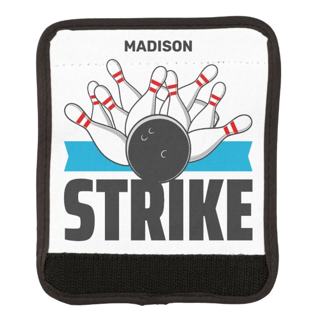 Custom Name Bowling Strike Luggage Handle Wrap (Front)