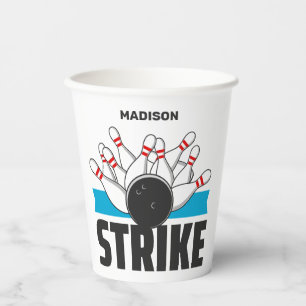 Custom Name Bowling Strike Paper Cups