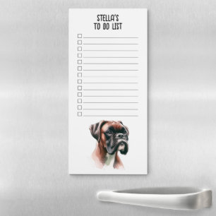 Custom Name Boxer Watercolor To Do List Magnetic Notepad