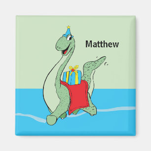 Custom Name, Boy, Birthday Dinosaur Magnet