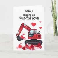 Custom Name Boy Valentine Construction Truck