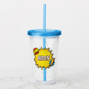 Custom Name Boys Superhero  Acrylic Tumbler
