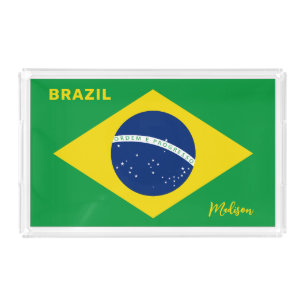 Custom Name Brazil Flag Acrylic Tray