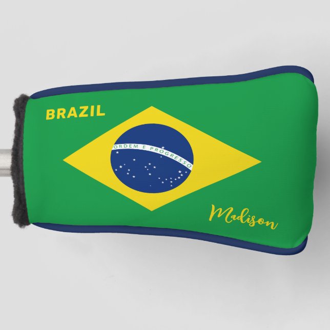 Custom Name Brazil Flag Golf Head Cover (Front)