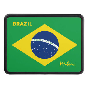 Custom Name Brazil Flag Hitch Cover