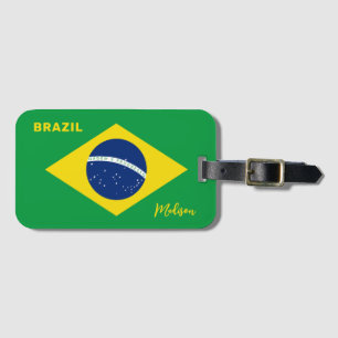Custom Name Brazil Flag Luggage Tag