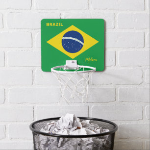 Custom Name Brazil Flag Mini Basketball Hoop