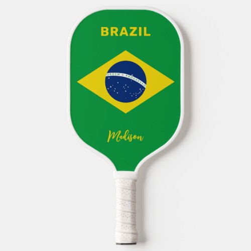 Custom Name Brazil Flag Pickleball Paddle