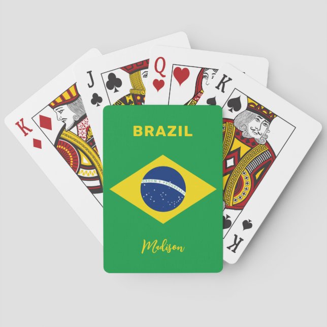 Custom Name Brazil Flag Poker Cards (Back)