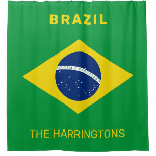 Custom Name Brazil Flag Shower Curtain