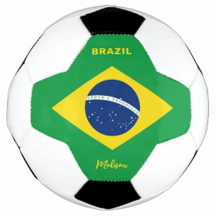 Custom Name Brazil Flag Soccer Ball