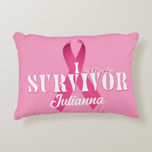 Custom Name Breast Cancer Pink Ribbon Decorative Pillow