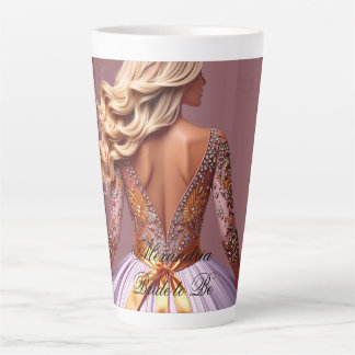 Custom Name Bridal Shower Bejewelled Wedding Dress Latte Mug