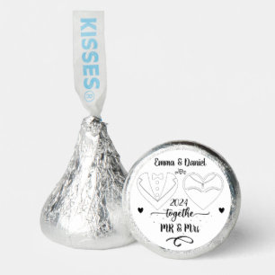 custom name bride and groom modern brush script hershey®'s kisses®