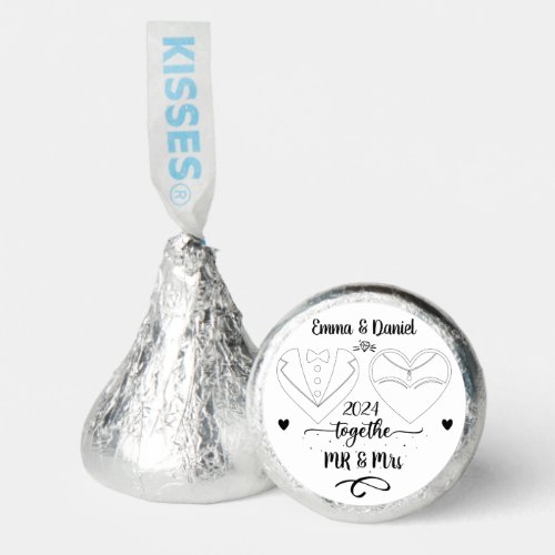 custom name bride and groom modern brush script  hersheys kisses