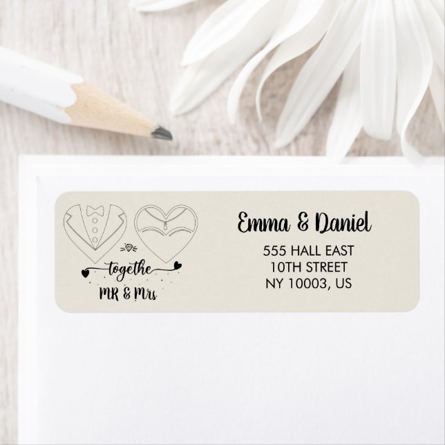 custom name bride and groom modern brush script  label (Insitu)