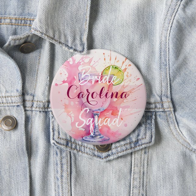 Custom Name Bride Squad/Bachelorette Party Pink  Button (In Situ)