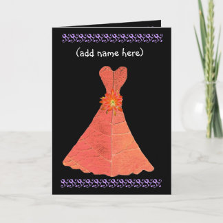 Custom Name - BRIDESMAID Card Pumpkin Orange Gown