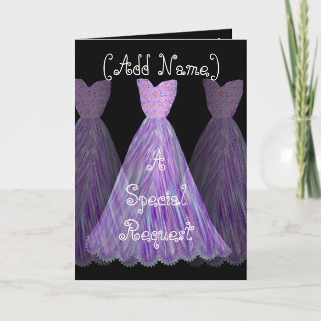 CUSTOM NAME - Bridesmaid VIOLET PURPLE Dress Invitation (Front)