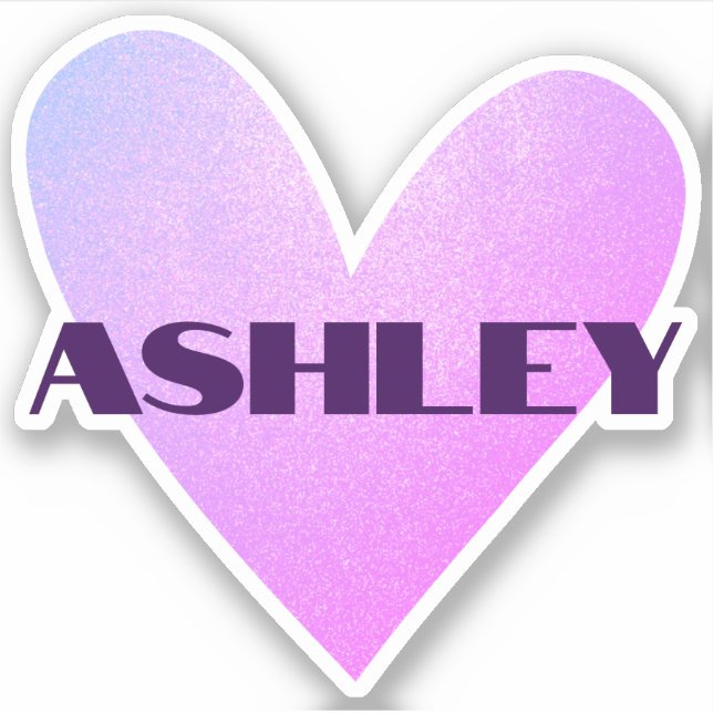Custom Name Bright Lila Heart Shape Trendy Stylish Sticker (Front)