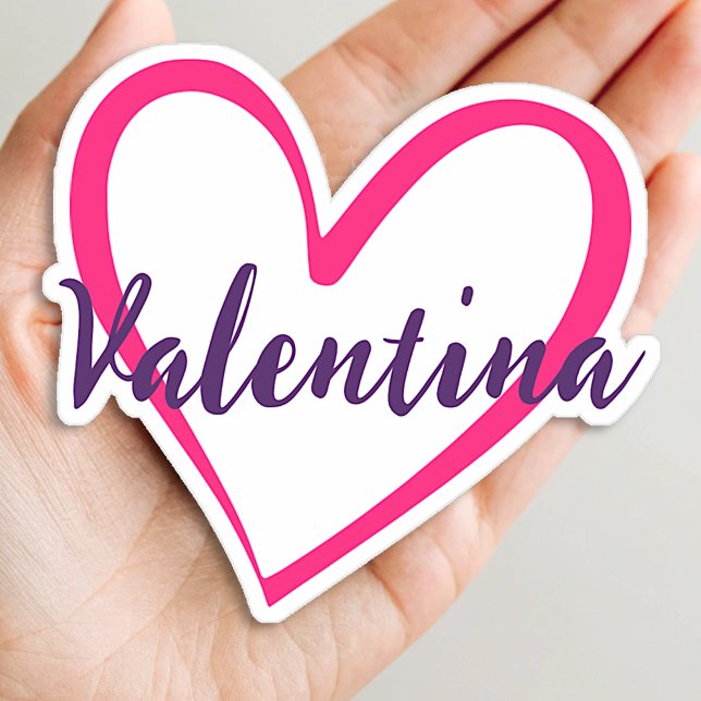 Custom Name Bright Pink Heart Shape Trendy Stylish Sticker (Creator Uploaded)