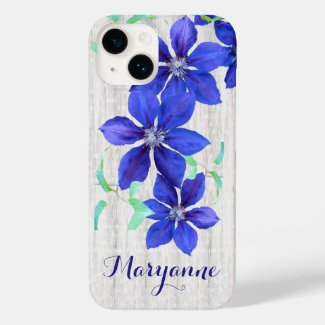 Custom Name Bright Purple Clematis Flowers