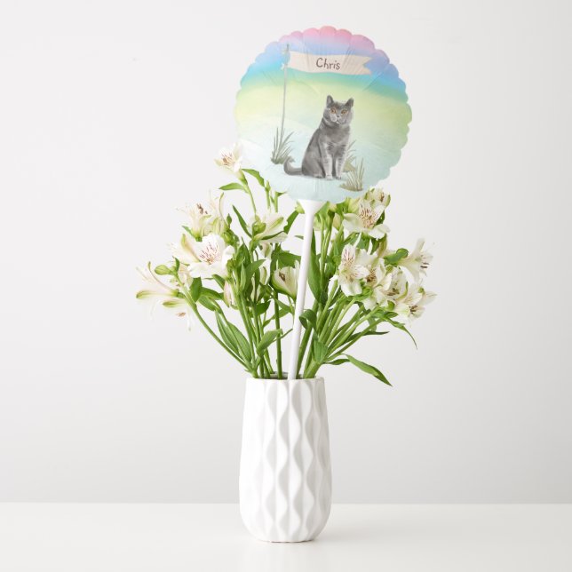 Custom Name British Short Hair Cat Pet Balloon (Vase)