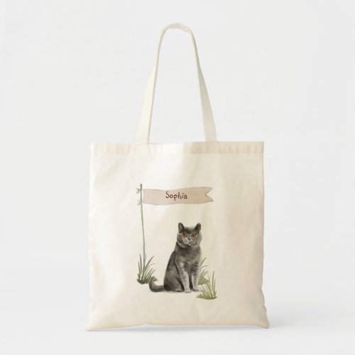 Custom Name British Short Hair Cat Pet Tote Bag