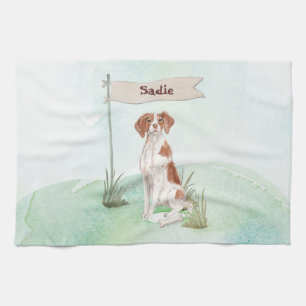 Custom Name Brittany Pet Dog Kitchen Towel