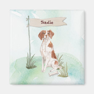 Custom Name Brittany Pet Dog Magnet