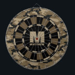 Custom Name Brown Black Camo Dartboard<br><div class="desc">Personalize this brown and black camouflage dartboard with your name and initial. Great gift for a teen boy. Designed for you by Blackberry Boulevard.</div>