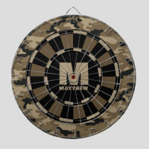 Custom Name Brown Black Camo Dartboard