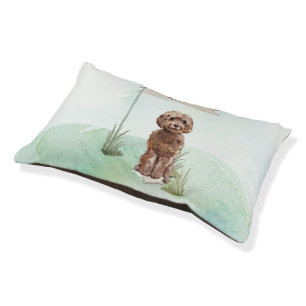 Custom Name Brown Cockapoo Pet Dog Bed