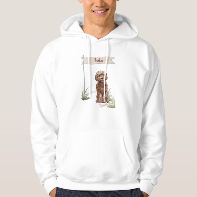 Custom Name Brown Cockapoo Pet Dog Hoodie (Front)